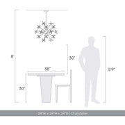 Golden Lighting Dandelion 24in 6-Light Pendant | Glam Matte Gold Steel | Dining Room & Foyer | 24 x 24 x 24 in | Model 4502-24 GLD
