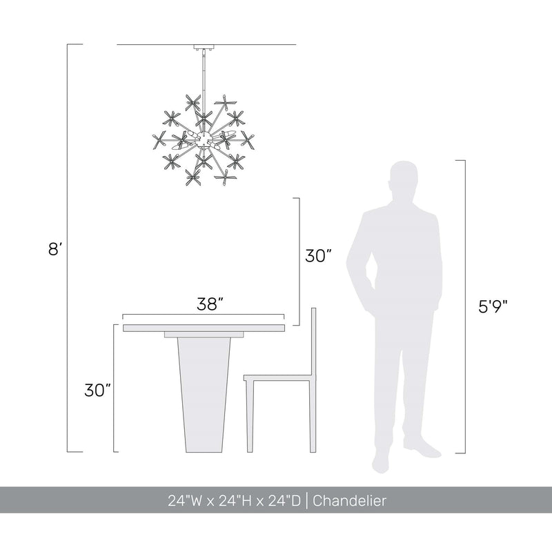 Golden Lighting Dandelion 24in 6-Light Pendant | Glam Matte Gold Steel | Dining Room & Foyer | 24 x 24 x 24 in | Model 4502-24 GLD