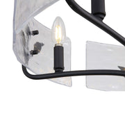 Golden Lighting Bloem 24in 5-Light Pendant | Rustic Natural Black and Hammered Water Glass | Kitchen Island & Dining Room | Model 4503-5P NB-HWG