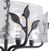 Golden Lighting Bloem 24in 5-Light Pendant | Rustic Natural Black and Hammered Water Glass | Kitchen Island & Dining Room | Model 4503-5P NB-HWG
