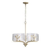 Golden Lighting Bloem 24in 5-Light Pendant | Rustic White Gold and Hammered Water Glass | Kitchen Island & Dining Room | Model 4503-5P WG-HWG