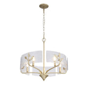 Golden Lighting Bloem 24in 5-Light Pendant | Rustic White Gold and Hammered Water Glass | Kitchen Island & Dining Room | Model 4503-5P WG-HWG