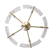 Golden Lighting Bloem 24in 5-Light Pendant | Rustic White Gold and Hammered Water Glass | Kitchen Island & Dining Room | Model 4503-5P WG-HWG