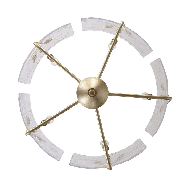 Golden Lighting Bloem 24in 5-Light Pendant | Rustic White Gold and Hammered Water Glass | Kitchen Island & Dining Room | Model 4503-5P WG-HWG