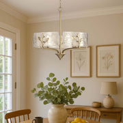 Golden Lighting Bloem 24in 5-Light Pendant | Rustic White Gold and Hammered Water Glass | Kitchen Island & Dining Room | Model 4503-5P WG-HWG