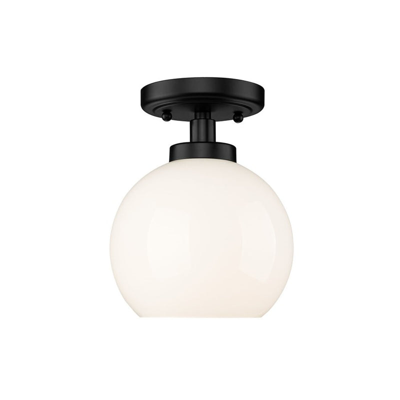 Golden Galveston 1-Light Flush Mount, Black/Vintage Milk Glass
