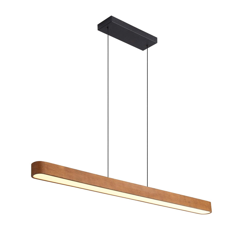 Golden Lighting Silva 48in Linear LED Pendant | Modern Walnut Wood and Steel | Kitchen Island & Dining Room | Model 4962-48 WA