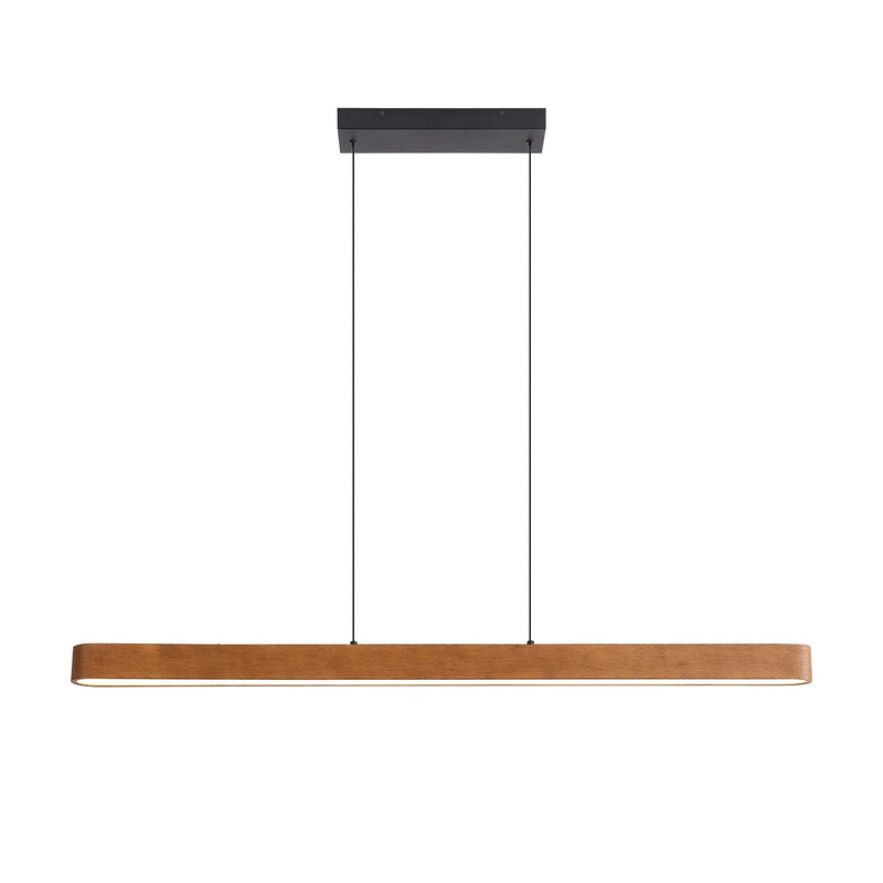 Golden Lighting Silva 48in Linear LED Pendant | Modern Walnut Wood and Steel | Kitchen Island & Dining Room | Model 4962-48 WA