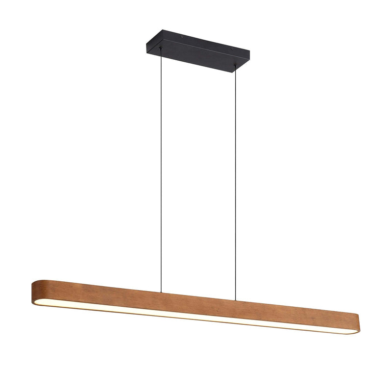 Golden Lighting Silva 48in Linear LED Pendant | Modern Walnut Wood and Steel | Kitchen Island & Dining Room | Model 4962-48 WA