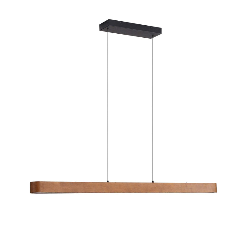 Golden Lighting Silva 48in Linear LED Pendant | Modern Walnut Wood and Steel | Kitchen Island & Dining Room | Model 4962-48 WA