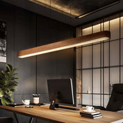 Golden Lighting Silva 48in Linear LED Pendant | Modern Walnut Wood and Steel | Kitchen Island & Dining Room | Model 4962-48 WA
