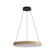 Golden Lighting Anello 24in LED Pendant | Modern Driftwood Wood-Look Drum | Kitchen Island & Dining Room | 23.63 x 23.63 x 2.13 in | Model 4963-24 DW