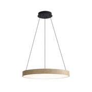 Golden Lighting Anello 24in LED Pendant | Modern Driftwood Wood-Look Drum | Kitchen Island & Dining Room | 23.63 x 23.63 x 2.13 in | Model 4963-24 DW