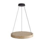 Golden Lighting Anello 24in LED Pendant | Modern Driftwood Wood-Look Drum | Kitchen Island & Dining Room | 23.63 x 23.63 x 2.13 in | Model 4963-24 DW