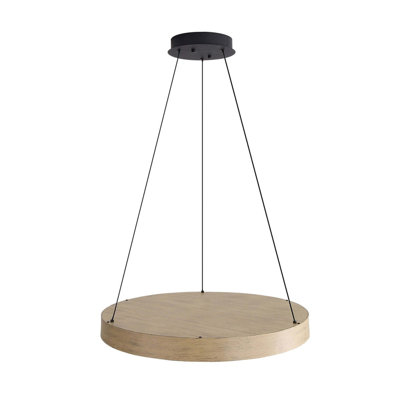 Golden Lighting Anello 24in LED Pendant | Modern Driftwood Wood-Look Drum | Kitchen Island & Dining Room | 23.63 x 23.63 x 2.13 in | Model 4963-24 DW