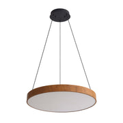 Golden Lighting Anello 24in 1-Light LED Pendant | Modern Walnut Wood-Look Drum | Kitchen Island & Dining Room | Model 4963-24 WA