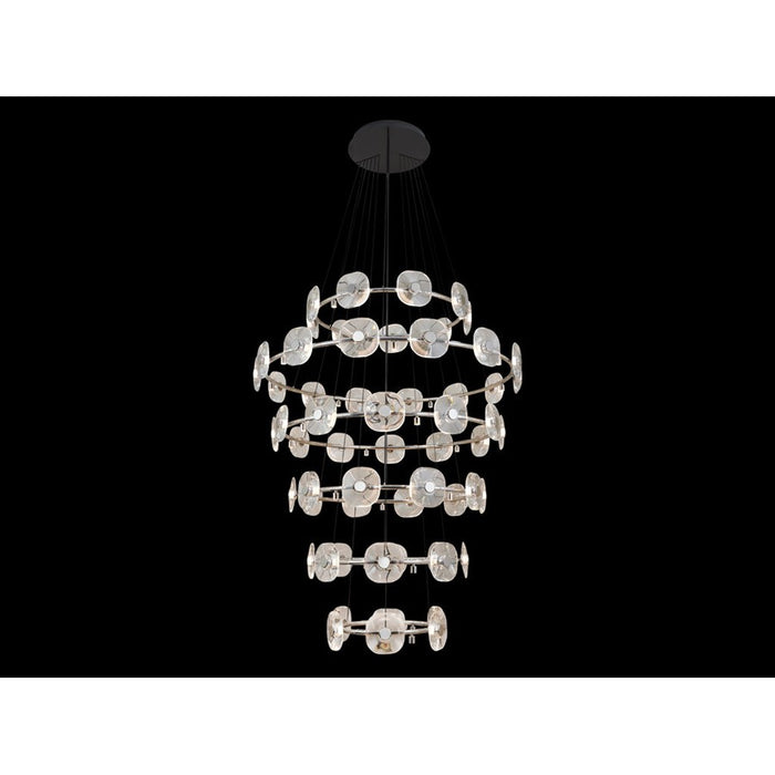 Golden Celestia 6 Tier 59 Light Chandelier, Chrome/No Shade