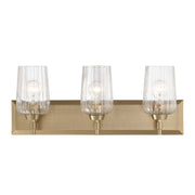 Golden Lighting Brilia 24in 3-Light Vanity Light | Transitional Brushed Champagne Brass and Clear Fluted Glass | Bathroom | Model 5189-BA3 BCB-FLT