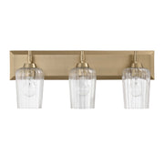 Golden Lighting Brilia 24in 3-Light Vanity Light | Transitional Brushed Champagne Brass and Clear Fluted Glass | Bathroom | Model 5189-BA3 BCB-FLT