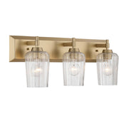 Golden Lighting Brilia 24in 3-Light Vanity Light | Transitional Brushed Champagne Brass and Clear Fluted Glass | Bathroom | Model 5189-BA3 BCB-FLT