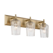 Golden Lighting Brilia 24in 3-Light Vanity Light | Transitional Brushed Champagne Brass and Clear Fluted Glass | Bathroom | Model 5189-BA3 BCB-FLT