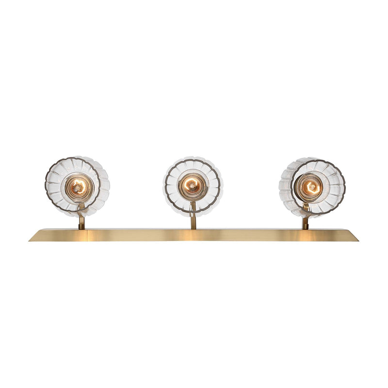 Golden Lighting Brilia 24in 3-Light Vanity Light | Transitional Brushed Champagne Brass and Clear Fluted Glass | Bathroom | Model 5189-BA3 BCB-FLT