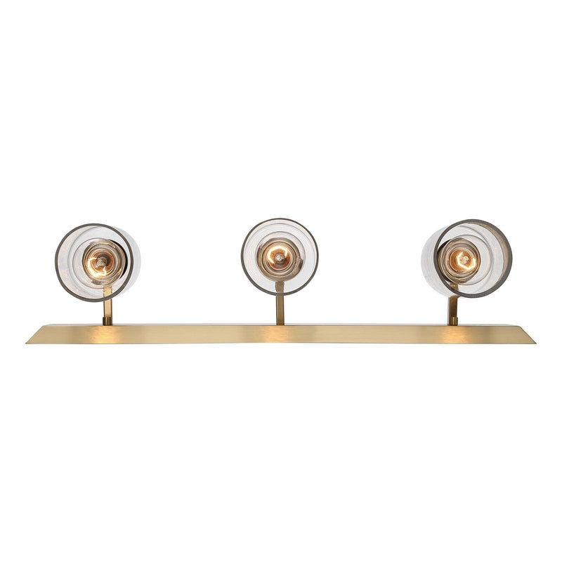 Golden Lighting Brilia 24in 3-Light Vanity Light | Transitional Brushed Champagne Brass and Hammered Water Glass | Bathroom | Model 5189-BA3 BCB-HWG
