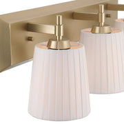 Golden Lighting Brilia 24in 3-Light Vanity Light | Transitional Brushed Champagne Brass and Pleated Fabric | Bathroom | Model 5189-BA3 BCB-PLT