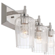Golden Lighting Brilia 24in 3-Light Vanity Light | Transitional Polished Nickel and Clear Fluted Glass | Bathroom & Powder | Model 5189-BA3 PN-FLT