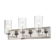 Golden Lighting Brilia 24in 3-Light Vanity Light | Transitional Polished Nickel and Hammered Water Glass | Bathroom | Model 5189-BA3 PN-HWG