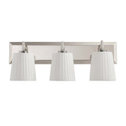 Golden Lighting Brilia 24in 3-Light Vanity Light | Transitional Polished Nickel and Pleated Fabric | Bathroom Vanity & Powder | Model 5189-BA3 PN-PLT