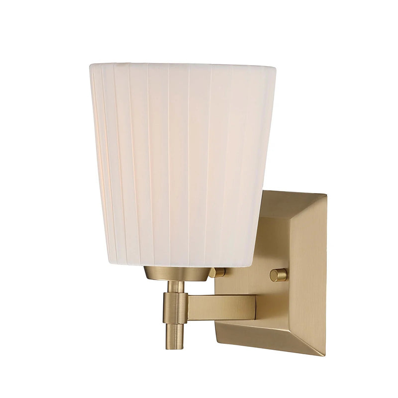 Golden Lighting Brilia 1-Light Wall Sconce | Transitional Brushed Champagne Brass and Pleated Fabric | Bathroom & Hallway | Model 5189-WSC BCB-PLT