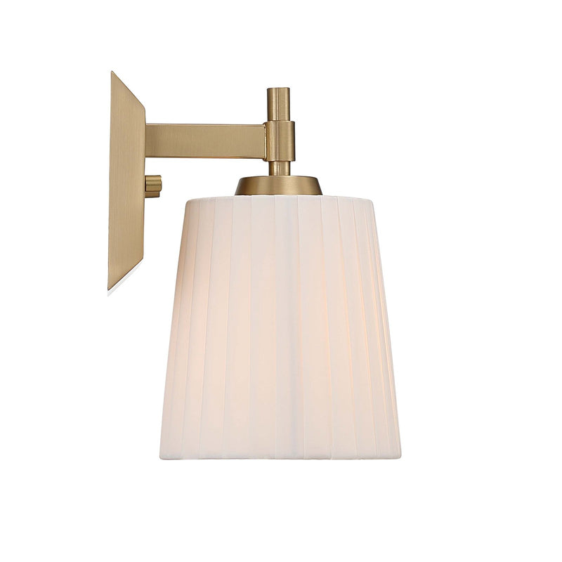 Golden Lighting Brilia 1-Light Wall Sconce | Transitional Brushed Champagne Brass and Pleated Fabric | Bathroom & Hallway | Model 5189-WSC BCB-PLT