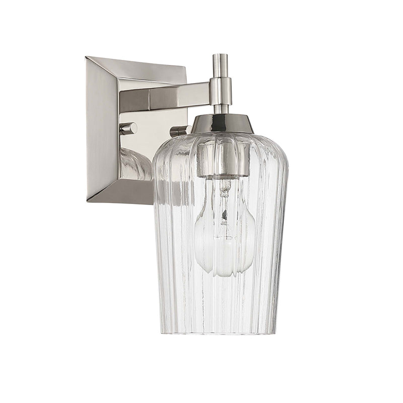 Golden Lighting Brilia 1-Light Wall Sconce | Transitional Polished Nickel and Fluted Glass | Bathroom & Hallway | Model 5189-WSC PN-FLT