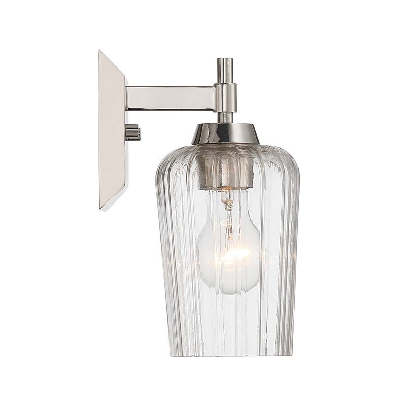 Golden Lighting Brilia 1-Light Wall Sconce | Transitional Polished Nickel and Fluted Glass | Bathroom & Hallway | Model 5189-WSC PN-FLT