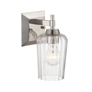 Golden Lighting Brilia 1-Light Wall Sconce | Transitional Polished Nickel and Fluted Glass | Bathroom & Hallway | Model 5189-WSC PN-FLT
