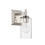 Golden Lighting Brilia 1-Light Wall Sconce | Transitional Polished Nickel and Hammered Water Glass | Bathroom & Hallway | Model 5189-WSC PN-HWG