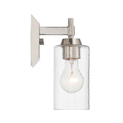 Golden Lighting Brilia 1-Light Wall Sconce | Transitional Polished Nickel and Hammered Water Glass | Bathroom & Hallway | Model 5189-WSC PN-HWG