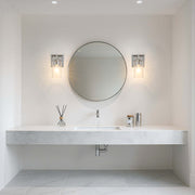 Golden Lighting Brilia 1-Light Wall Sconce | Transitional Polished Nickel and Hammered Water Glass | Bathroom & Hallway | Model 5189-WSC PN-HWG