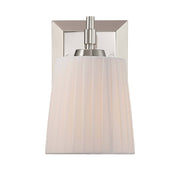 Golden Lighting Brilia 5.5in 1-Light Wall Sconce | Transitional Polished Nickel and Pleated Fabric | Bathroom & Hallway | Model 5189-WSC PN-PLT