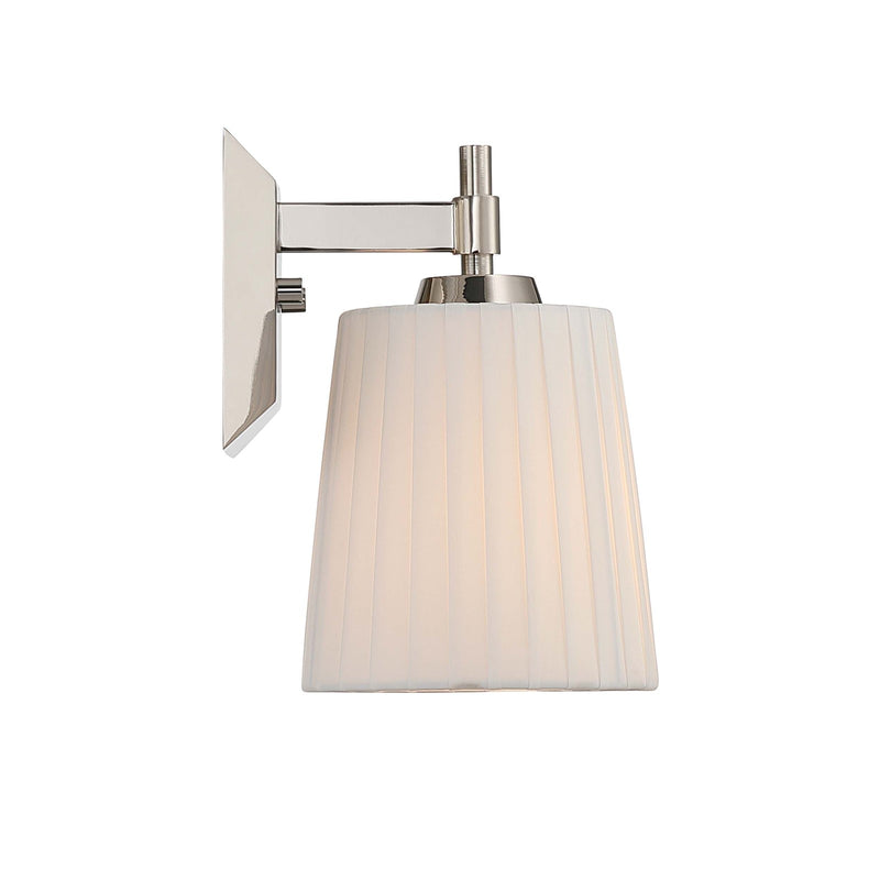 Golden Lighting Brilia 5.5in 1-Light Wall Sconce | Transitional Polished Nickel and Pleated Fabric | Bathroom & Hallway | Model 5189-WSC PN-PLT