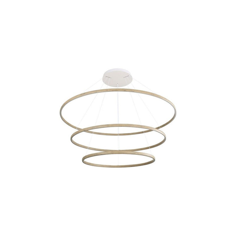 Golden Veritas 3 Tier 59" LED Ring Chandelier, Driftwood