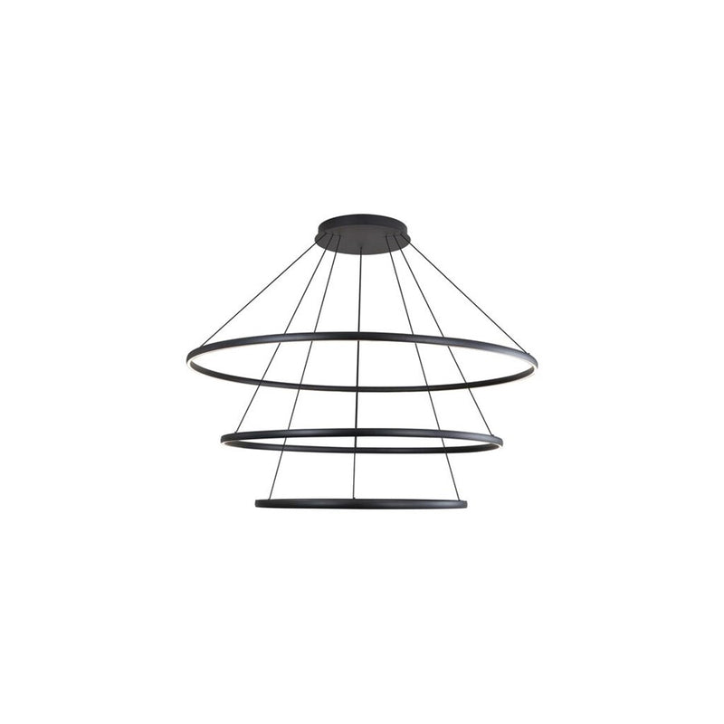 Golden Veritas 59" 3 Tier LED Ring Chandelier, Black/No Shade
