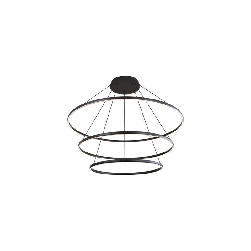 Golden Veritas 59" 3 Tier LED Ring Chandelier, Black/No Shade