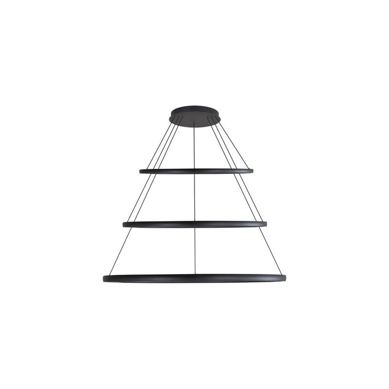Golden Veritas 59" 3 Tier LED Ring Chandelier, Black/No Shade