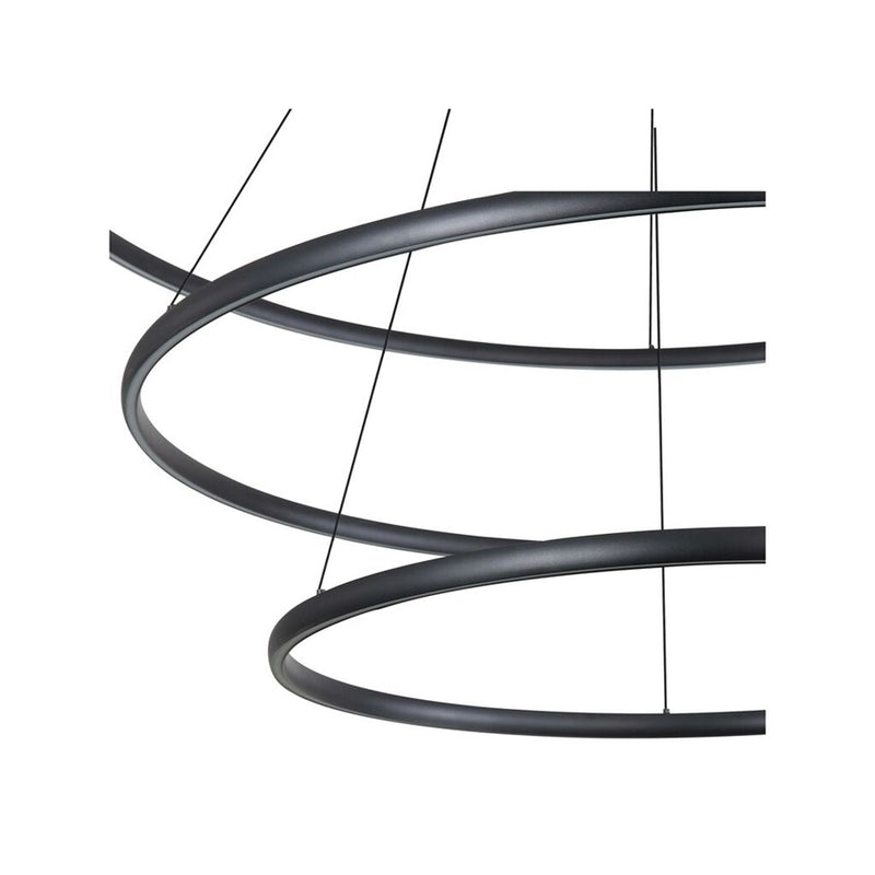 Golden Veritas 59" 3 Tier LED Ring Chandelier, Black/No Shade