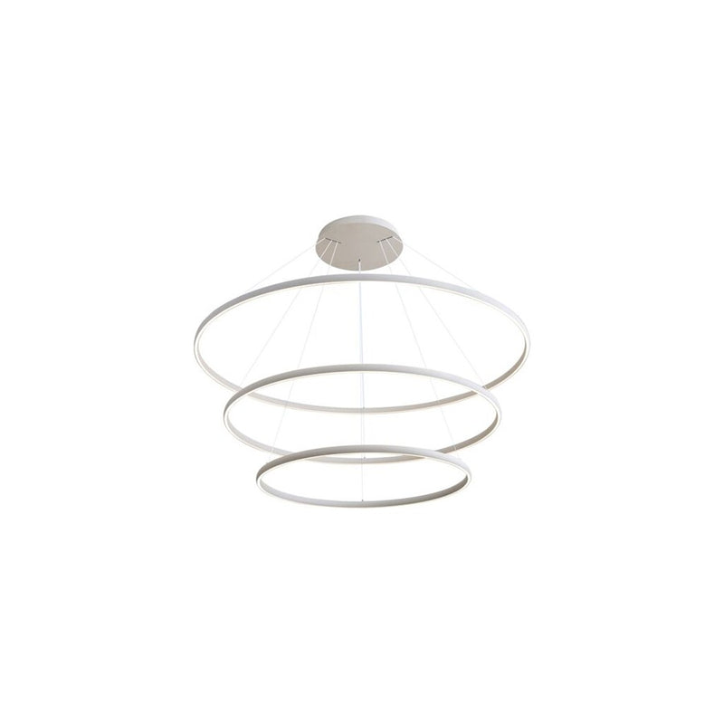 Golden Veritas 59" 3 Tier LED Ring Chandelier, White/No Shade