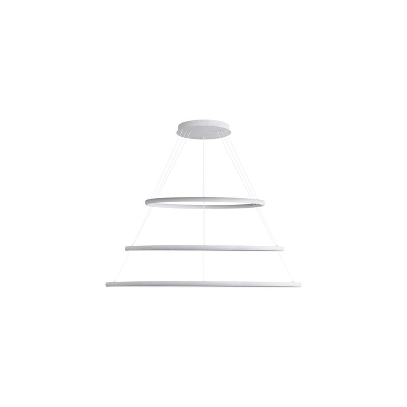 Golden Veritas 59" 3 Tier LED Ring Chandelier, White/No Shade