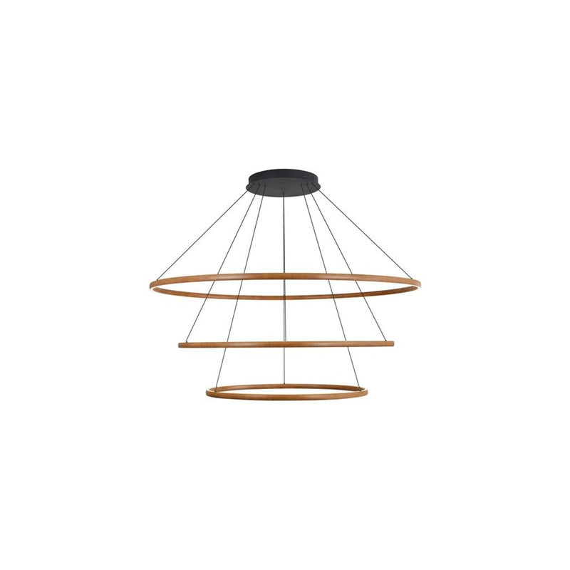 Golden Veritas 3 Tier 59" LED Ring Chandelier, Walnut/No Shade