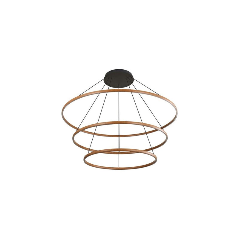 Golden Veritas 3 Tier 59" LED Ring Chandelier, Walnut/No Shade